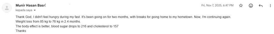 Coaching email screenshot — Hasan