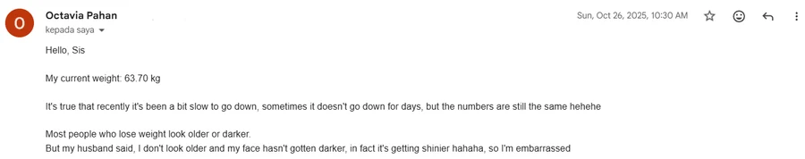 Coaching email screenshot — Octavia
