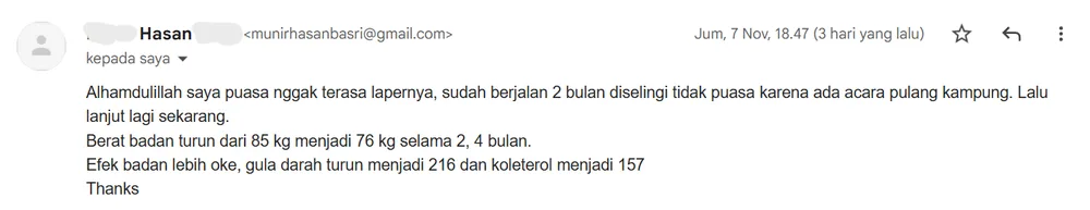 Screenshot email coaching Hasan