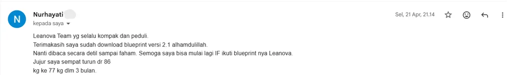 Screenshot email coaching Nurhayati